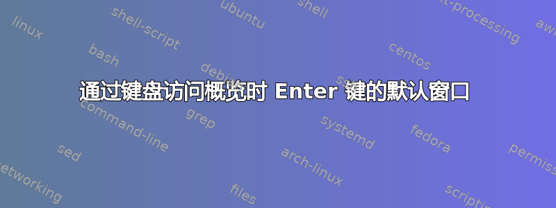 通过键盘访问概览时 Enter 键的默认窗口