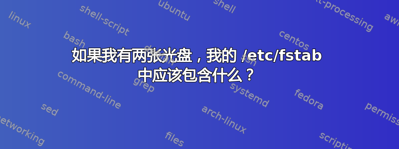 如果我有两张光盘，我的 /etc/fstab 中应该包含什么？