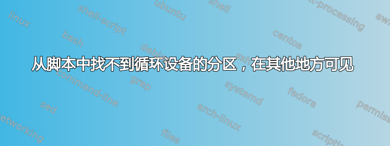 从脚本中找不到循环设备的分区，在其他地方可见