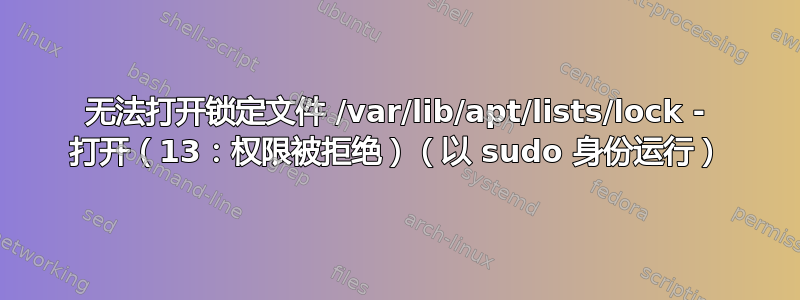 无法打开锁定文件 /var/lib/apt/lists/lock - 打开（13：权限被拒绝）（以 sudo 身份运行）