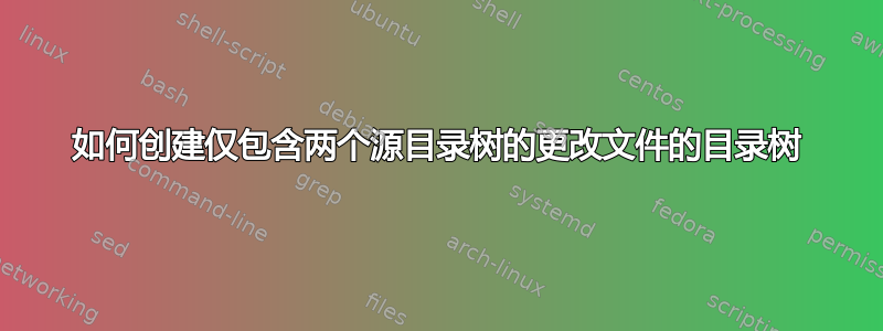 如何创建仅包含两个源目录树的更改文件的目录树