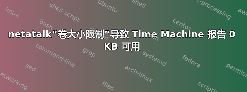 netatalk“卷大小限制”导致 Time Machine 报告 0 KB 可用