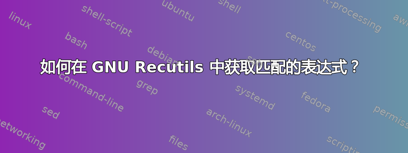 如何在 GNU Recutils 中获取匹配的表达式？