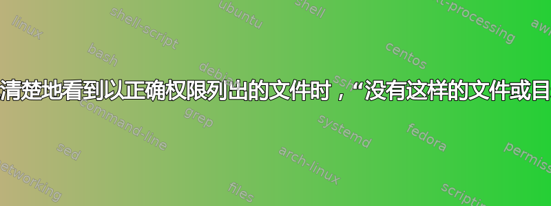 当我清楚地看到以正确权限列出的文件时，“没有这样的文件或目录”