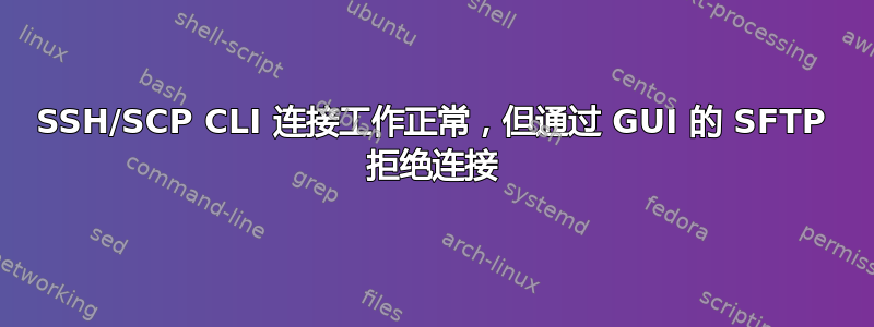 SSH/SCP CLI 连接工作正常，但通过 GUI 的 SFTP 拒绝连接