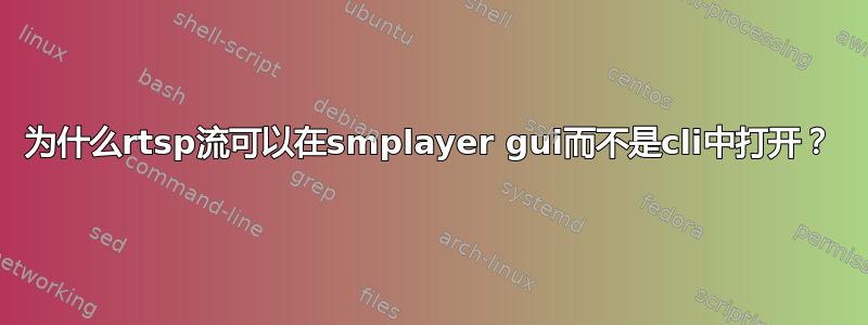 为什么rtsp流可以在smplayer gui而不是cli中打开？