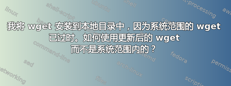 我将 wget 安装到本地目录中，因为系统范围的 wget 已过时。如何使用更新后的 wget 而不是系统范围内的？