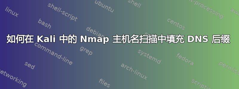 如何在 Kali 中的 Nmap 主机名扫描中填充 DNS 后缀