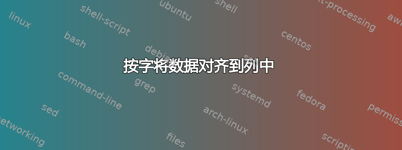 按字将数据对齐到列中