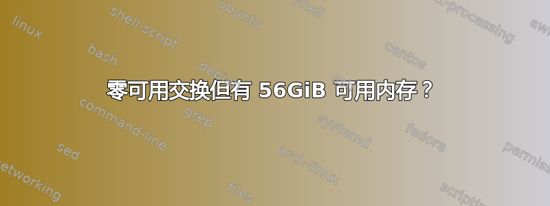 零可用交换但有 56GiB 可用内存？