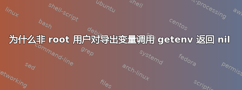 为什么非 root 用户对导出变量调用 getenv 返回 nil