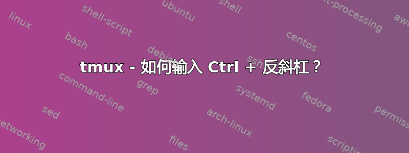 tmux - 如何输入 Ctrl + 反斜杠？