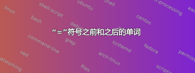 “=”符号之前和之后的单词