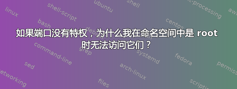 如果端口没有特权，为什么我在命名空间中是 root 时无法访问它们？