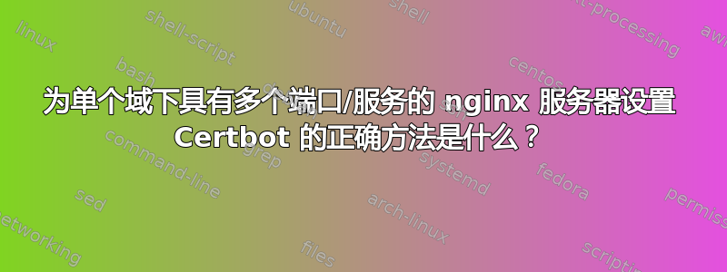 为单个域下具有多个端口/服务的 nginx 服务器设置 Certbot 的正确方法是什么？