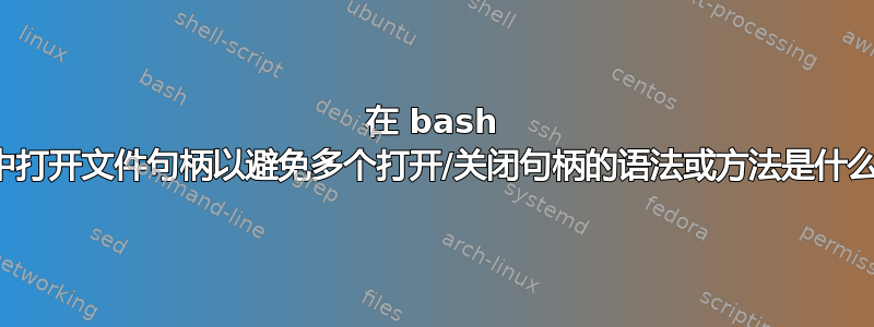 在 bash 中打开文件句柄以避免多个打开/关闭句柄的语法或方法是什么