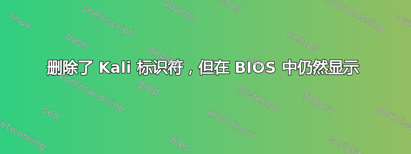 删除了 Kali 标识符，但在 BIOS 中仍然显示