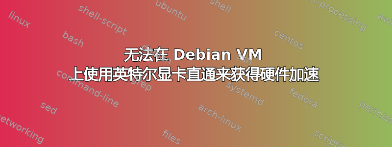 无法在 Debian VM 上使用英特尔显卡直通来获得硬件加速