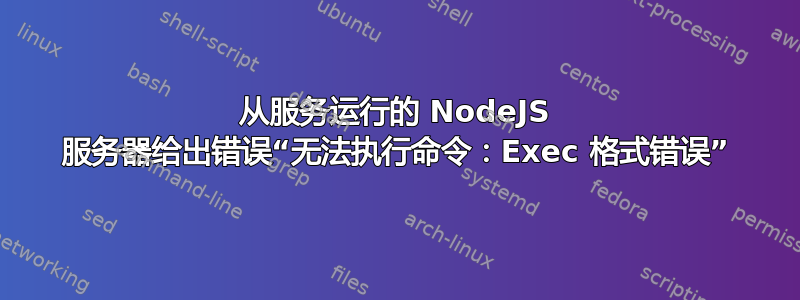 从服务运行的 NodeJS 服务器给出错误“无法执行命令：Exec 格式错误”