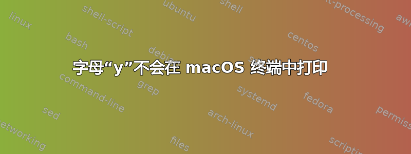 字母“y”不会在 macOS 终端中打印 