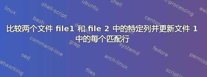 比较两个文件 file1 和 file 2 中的特定列并更新文件 1 中的每个匹配行