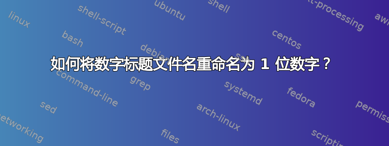 如何将数字标题文件名重命名为 1 位数字？