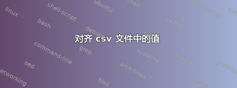 对齐 csv 文件中的值