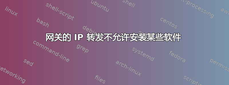 网关的 IP 转发不允许安装某些软件