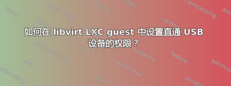 如何在 libvirt LXC guest 中设置直通 USB 设备的权限？