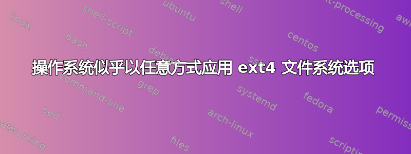 操作系统似乎以任意方式应用 ext4 文件系统选项