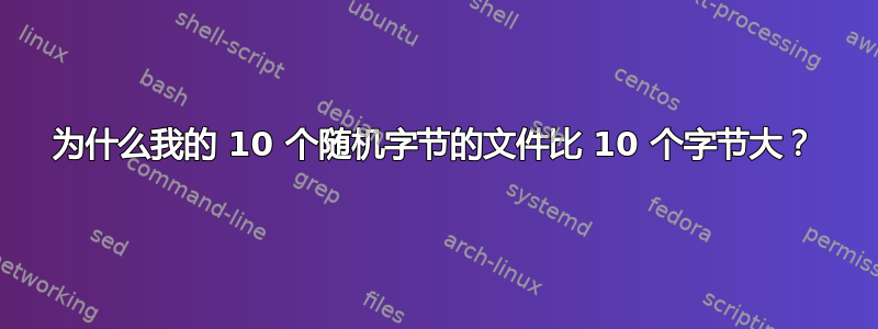 为什么我的 10 个随机字节的文件比 10 个字节大？