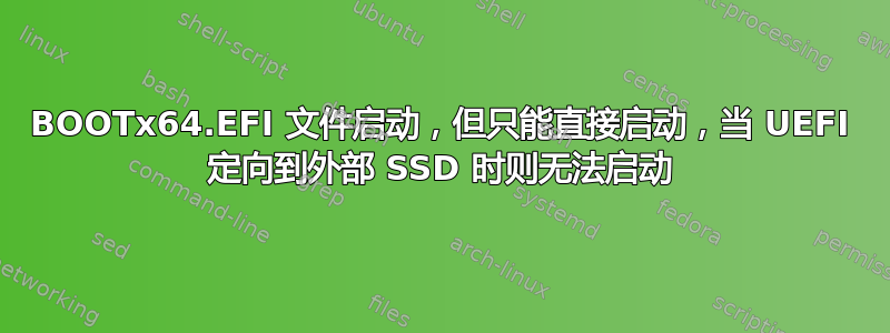 BOOTx64.EFI 文件启动，但只能直接启动，当 UEFI 定向到外部 SSD 时则无法启动