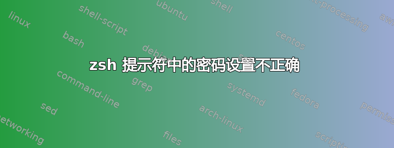 zsh 提示符中的密码设置不正确