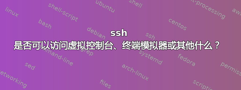 ssh 是否可以访问虚拟控制台、终端模拟器或其他什么？ 