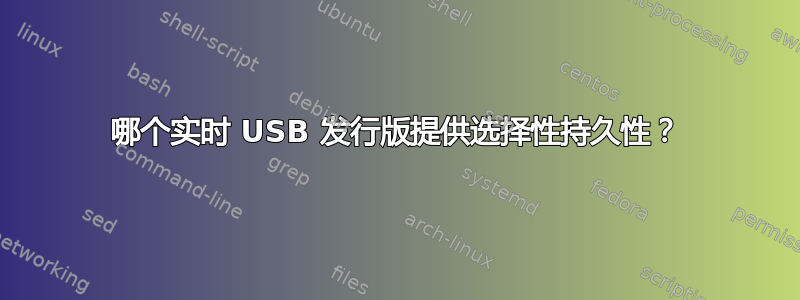 哪个实时 USB 发行版提供选择性持久性？