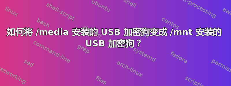 如何将 /media 安装的 USB 加密狗变成 /mnt 安装的 USB 加密狗？