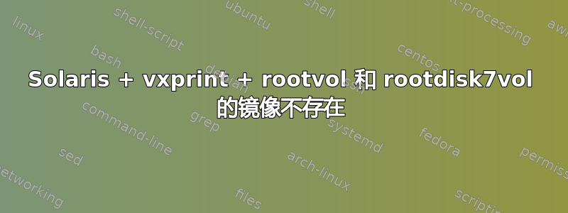 Solaris + vxprint + rootvol 和 rootdisk7vol 的镜像不存在