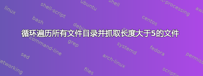 循环遍历所有文件目录并抓取长度大于5的文件