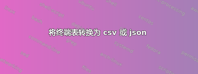 将终端表转换为 csv 或 json