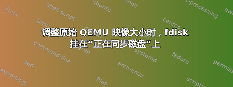 调整原始 QEMU 映像大小时，fdisk 挂在“正在同步磁盘”上