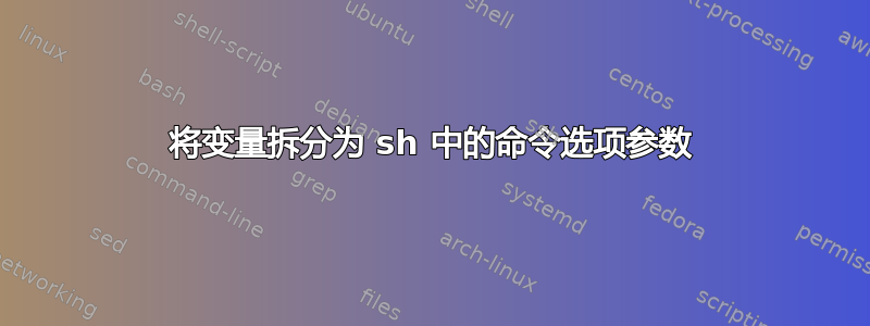 将变量拆分为 sh 中的命令选项参数