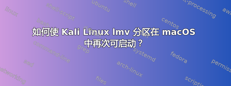 如何使 Kali Linux lmv 分区在 macOS 中再次可启动？