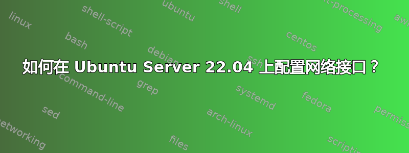 如何在 Ubuntu Server 22.04 上配置网络接口？