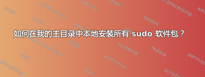 如何在我的主目录中本地安装所有 sudo 软件包？ 