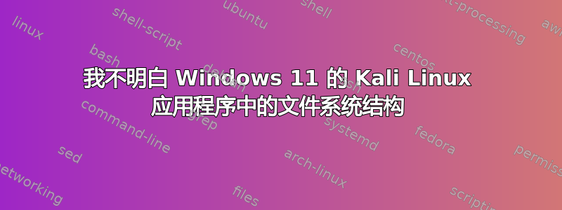 我不明白 Windows 11 的 Kali Linux 应用程序中的文件系统结构