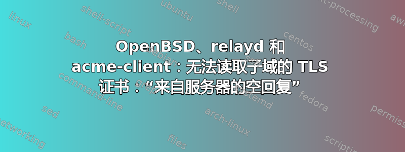 OpenBSD、relayd 和 acme-client：无法读取子域的 TLS 证书：“来自服务器的空回复”