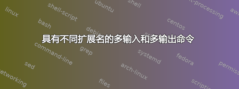 具有不同扩展名的多输入和多输出命令