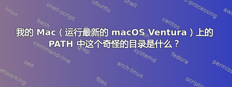 我的 Mac（运行最新的 macOS Ventura）上的 PATH 中这个奇怪的目录是什么？