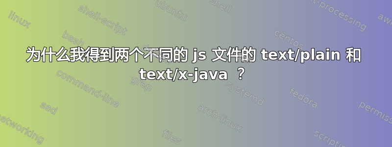 为什么我得到两个不同的 js 文件的 text/plain 和 text/x-java ？