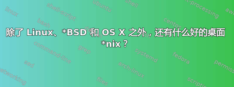 除了 Linux、*BSD 和 OS X 之外，还有什么好的桌面 *nix？